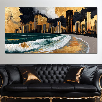 Gilded Towers Beyond The Tides Canvas Wall Art