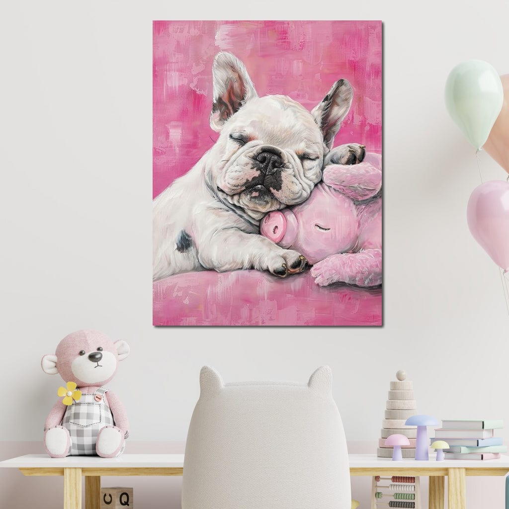 Slumbering Frenchie Dreams Canvas Wall Art