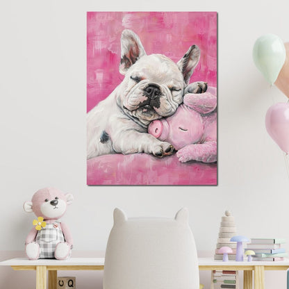 Slumbering Frenchie Dreams Canvas Wall Art