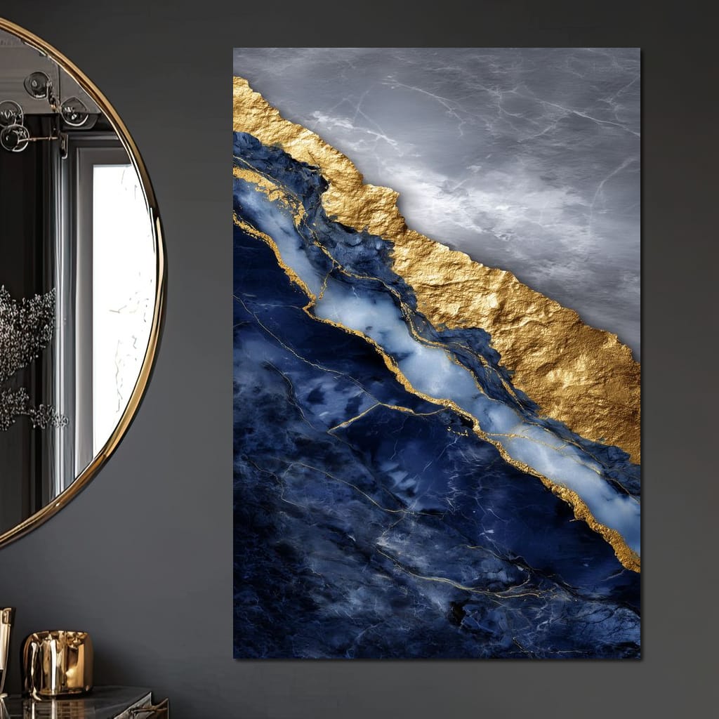Gilded Midnight Marble Rift Canvas Wall Art