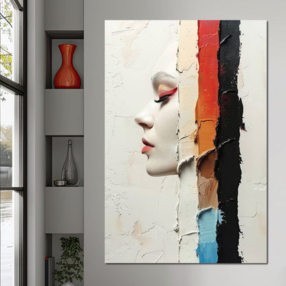 Painted Visage Fragmented Canvas Wall Art