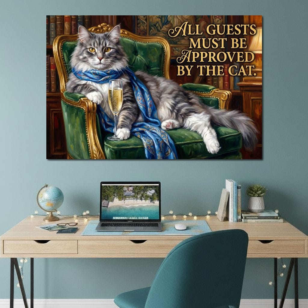 All Guests Must be Approved by the Cat Canvas Wall Art
