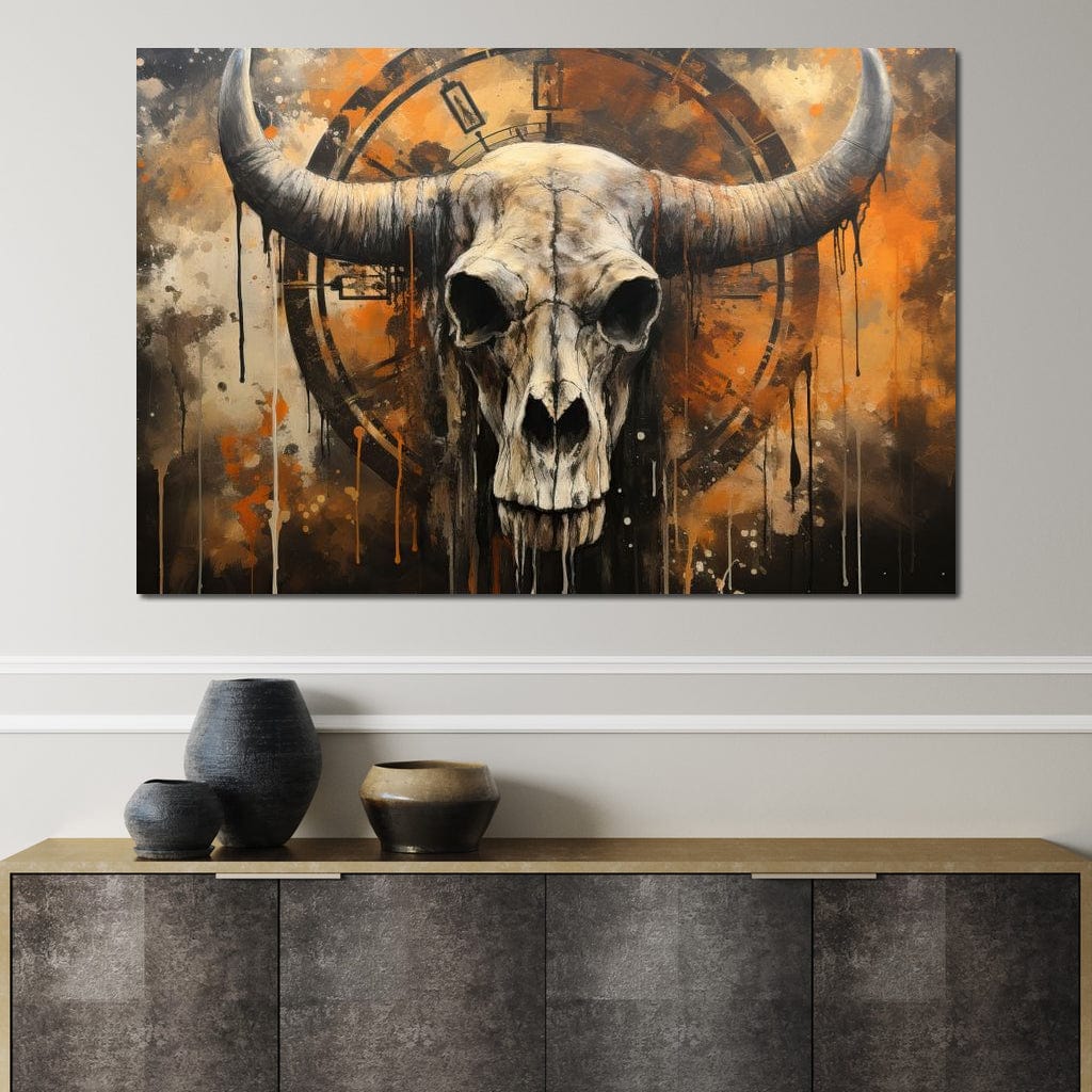 Bull Skull in the Gothic Twilight Canvas Wall Art