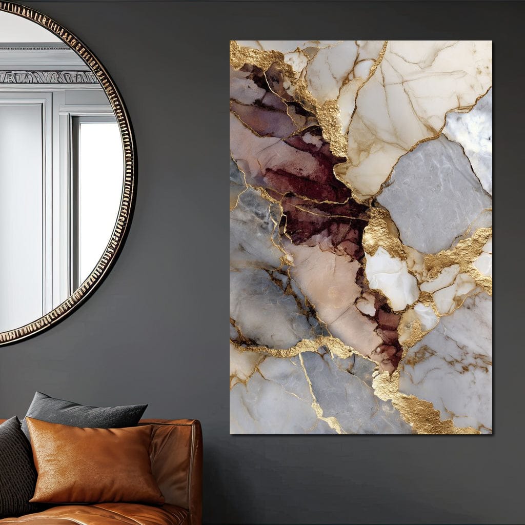 Gilded Marble Rift Elegy Canvas Wall Art