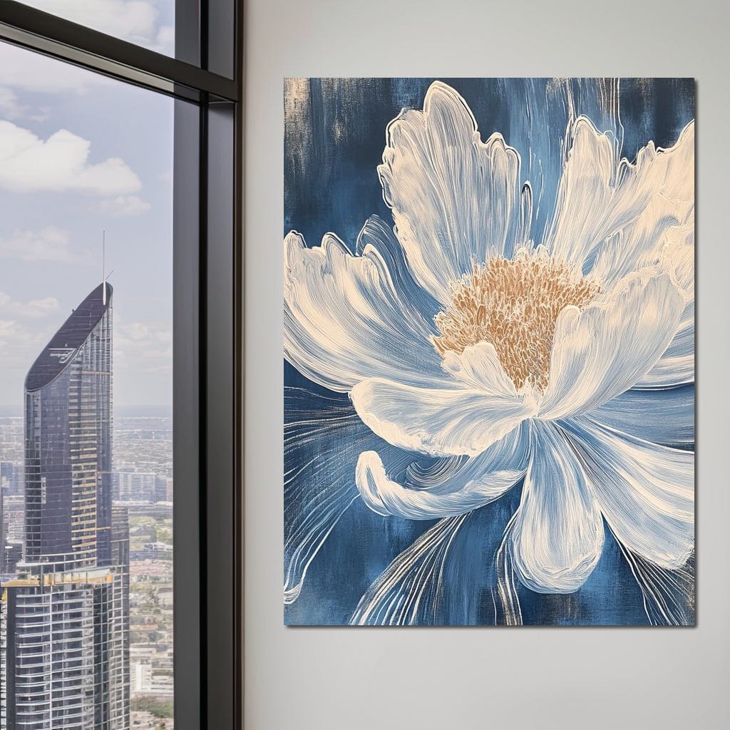 Petal Harmony in Blooming White Canvas Wall Art