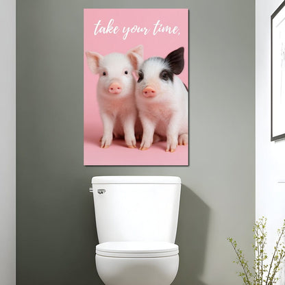 Take Your Time Piglet Pals Canvas Wall Art