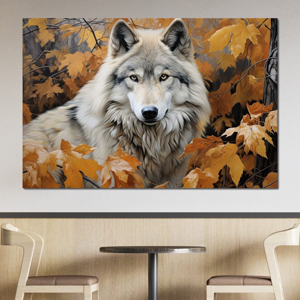 Autumnal Arctic Wolf Canvas Wall Art