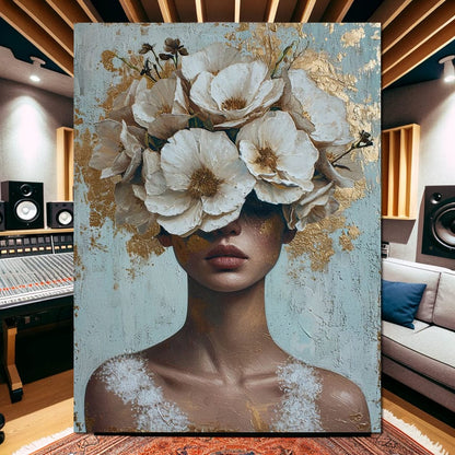 Golden Petal Silhouette Canvas Wall Art