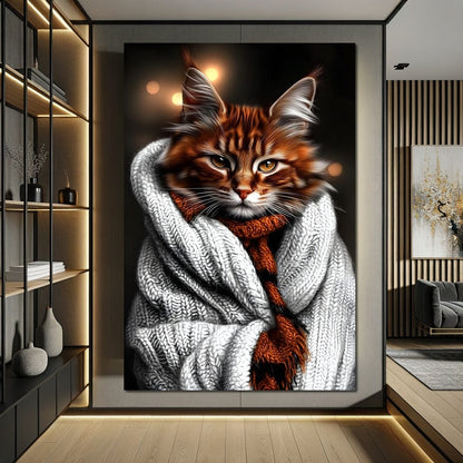Warm Feline Elegance Wrapped Canvas Wall Art