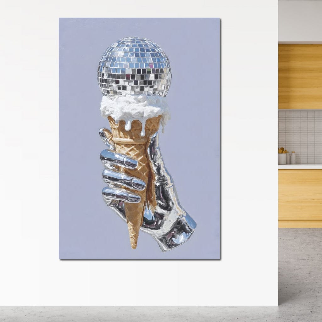 Chrome Hand Disco Ice Cream Dream Canvas Wall Art