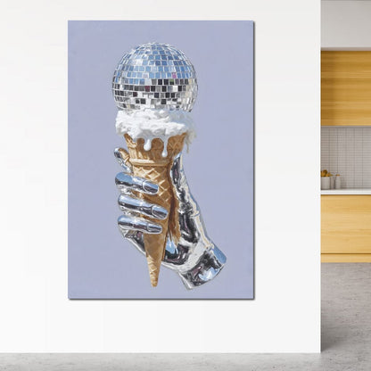 Chrome Hand Disco Ice Cream Dream Canvas Wall Art