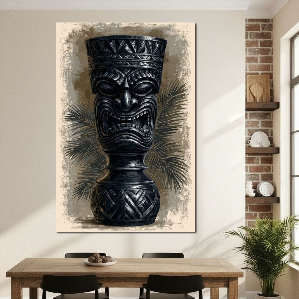 Ancient Totem Of The Island Spirit Canvas Wall Art