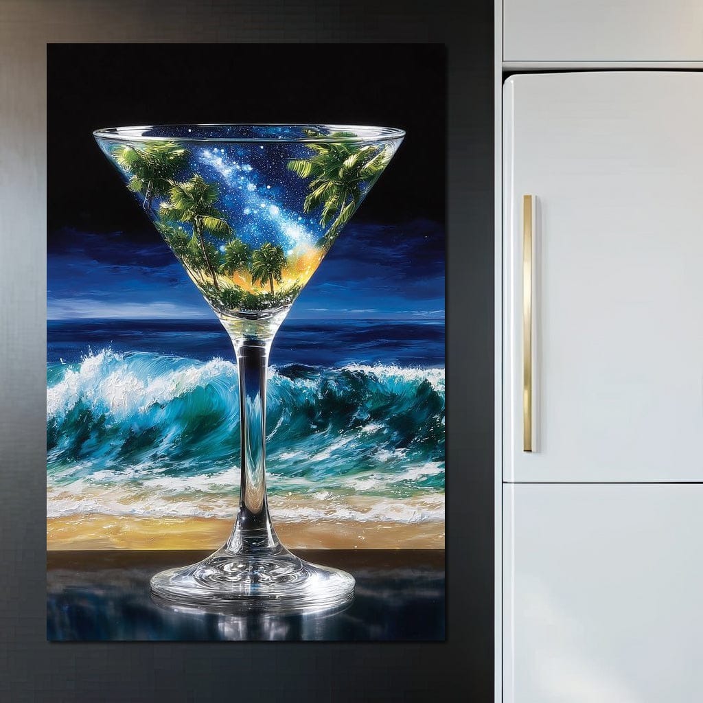 Cosmic Cocktail Island Night Canvas Wall Art