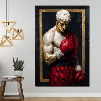 Golden Frame Boxing Champion Canvas Wall Art