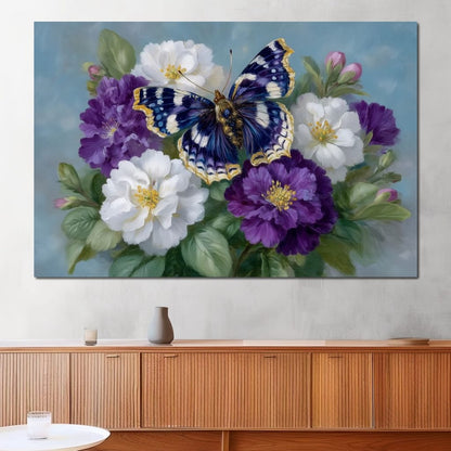 Sapphire Butterfly Bouquet Canvas Wall Art