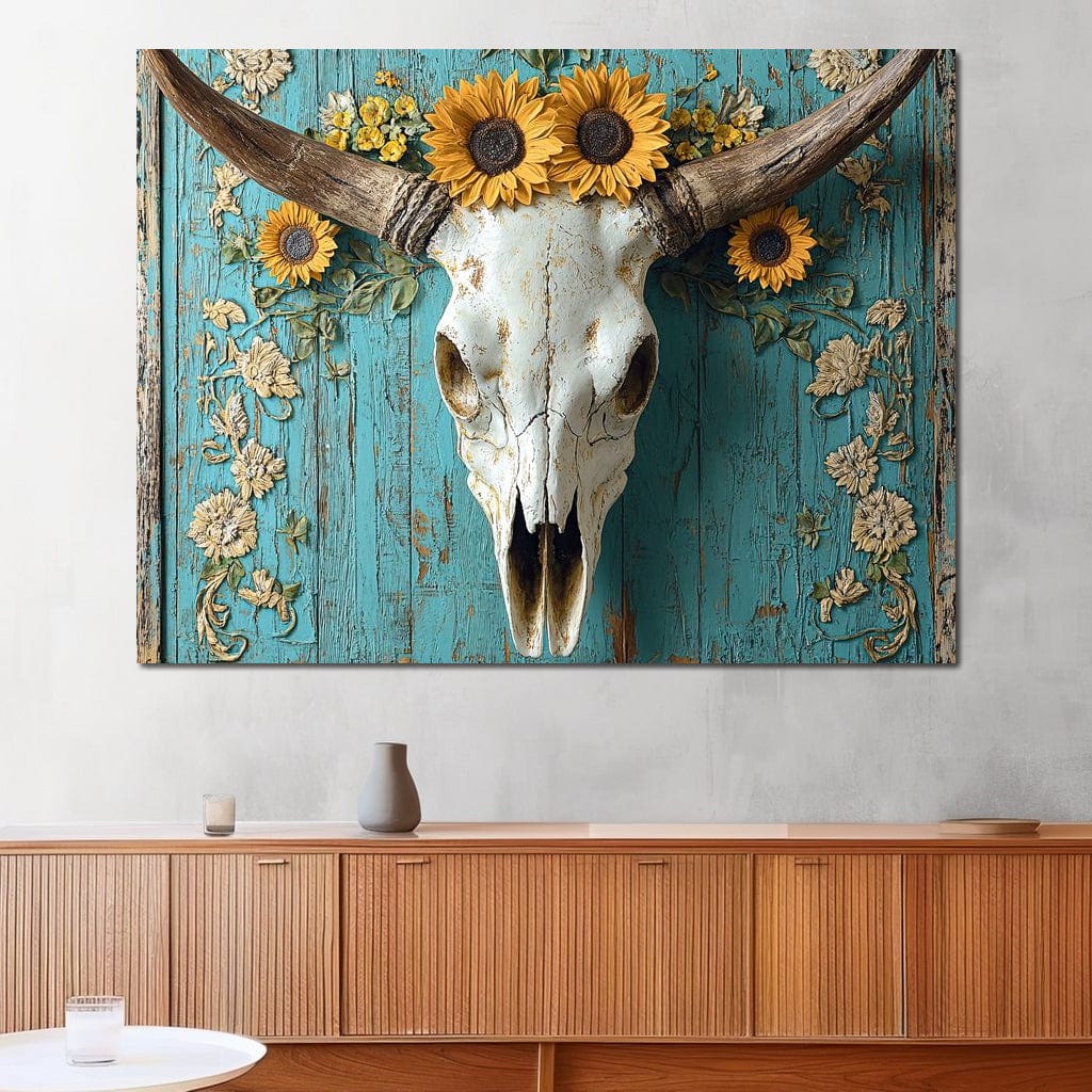 Bull Skull Rustic Vibes Canvas Wall Art