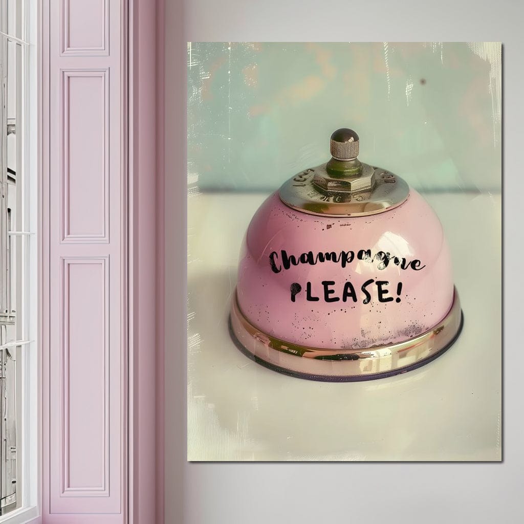 Champagne Please Service Bell Canvas Wall Art