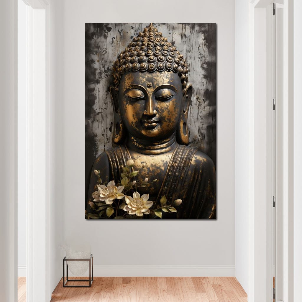 Golden Gaze of the Buddha Canvas Wall Art
