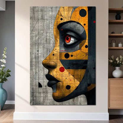 Mechanized Visage Unveiled Canvas Wall Art