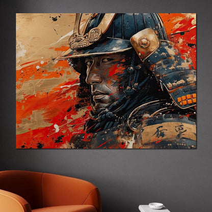 Samurai Solitude in Battle Canvas Wall Art