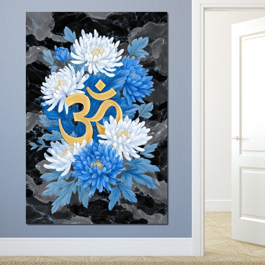 Om Lotus Bloom Floral Gold Canvas Wall Art