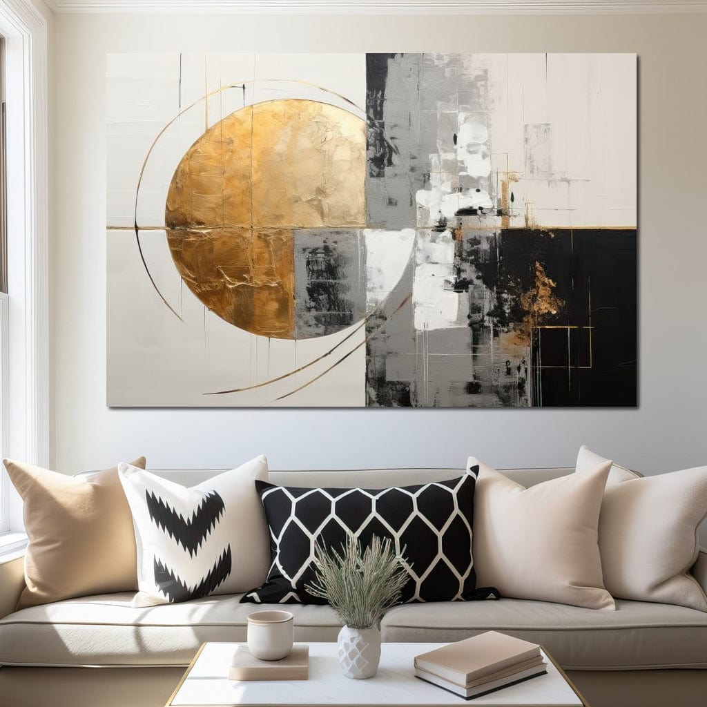 Golden Geometric Serenity Canvas Wall Art