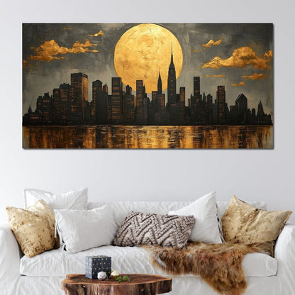Golden Reflections Skyline Canvas Wall Art