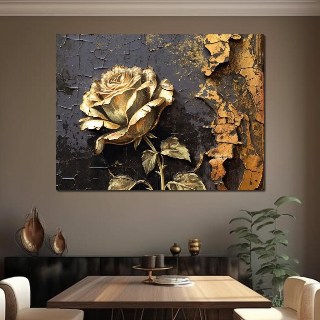 Golden Rose Canvas Wall Art