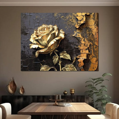 Golden Rose Canvas Wall Art