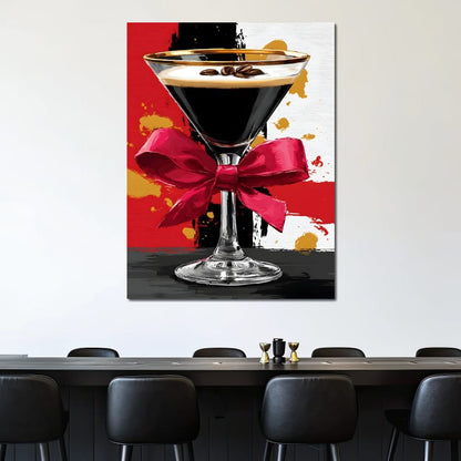 Espresso Martini Red Bow Canvas Wall Art