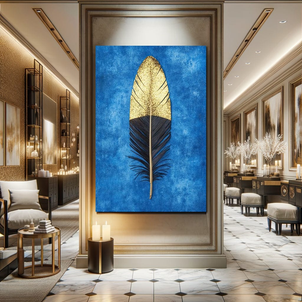 Golden Plume Harmony Canvas Wall Art