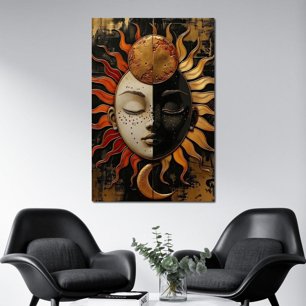 Solar Lunar Symbiosis Canvas Wall Art