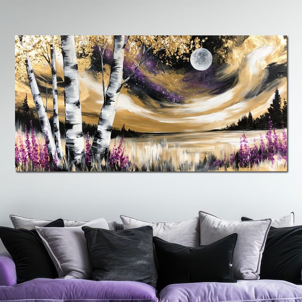 Golden Solstice Over The Purple Wilds Canvas Wall Art