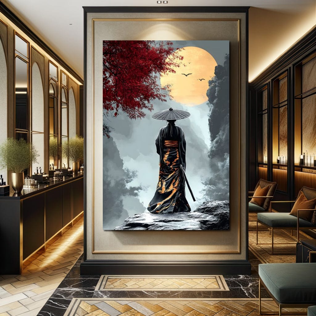 Samurai Moonlight Reverie Canvas Wall Art