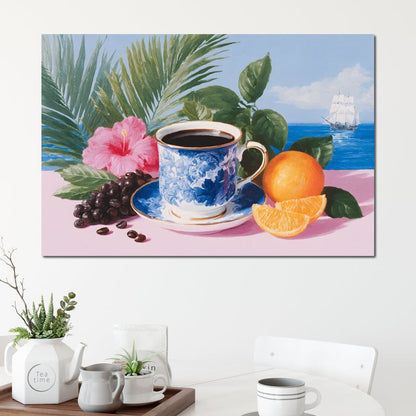 Tropical Voyage Morning Coffee Bliss Canvas Wall Art