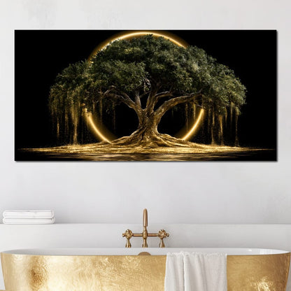 Ancient Tree Upon The Hollow Moon Canvas Wall Art