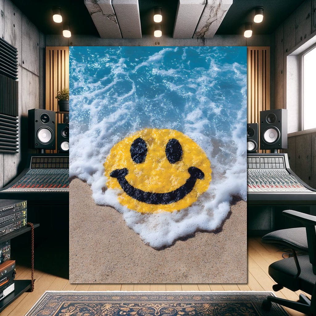 Radiant Beach Wave Smile Burst Canvas Wall Art