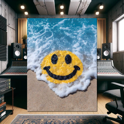 Radiant Beach Wave Smile Burst Canvas Wall Art
