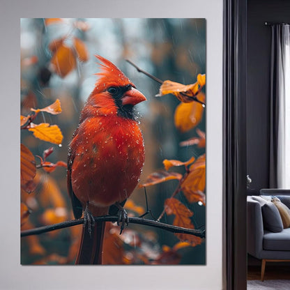 Autumn Cardinal's Perch Canvas Wall Art