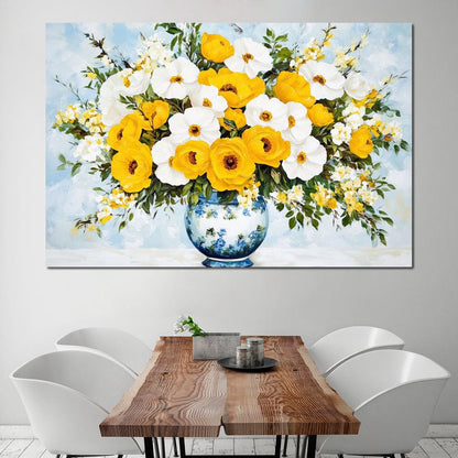 Golden Blossoms Harmonize Canvas Wall Art