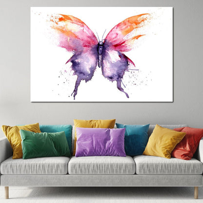 Watercolor Tricolor Butterfly Canvas Wall Art