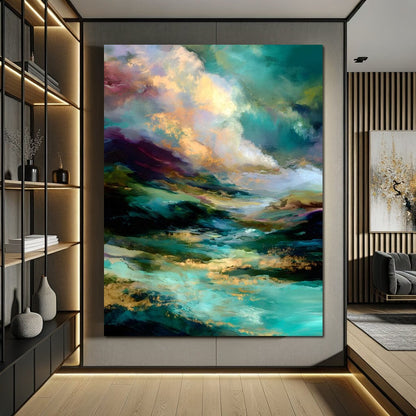 Aurora Tides of Golden Drift Canvas Wall Art