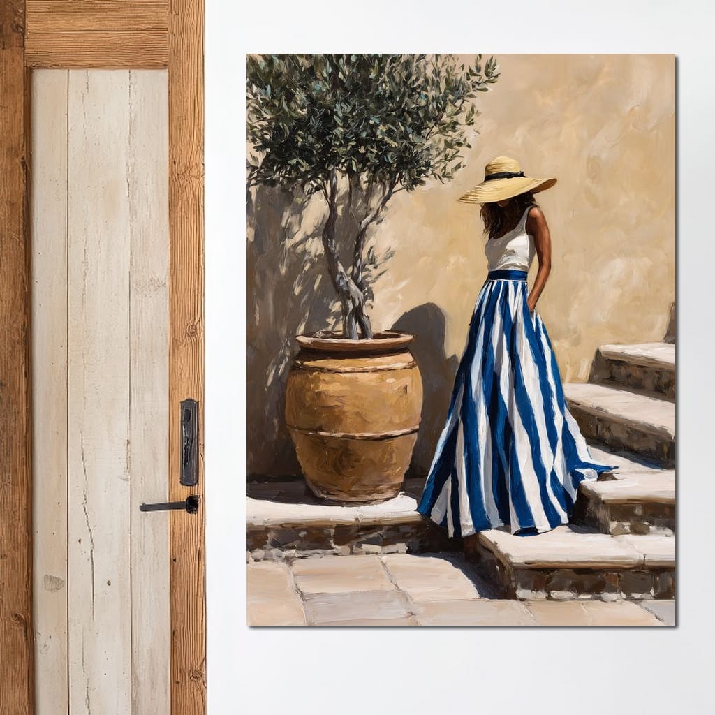 Sun Hat Lady By Olive Tree Canvas Wall Art