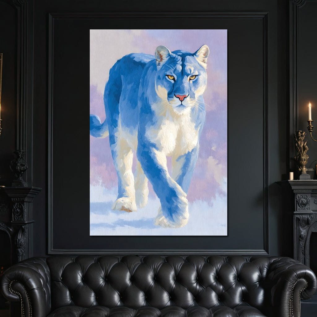 Silent Snow Puma Stroll Canvas Wall Art