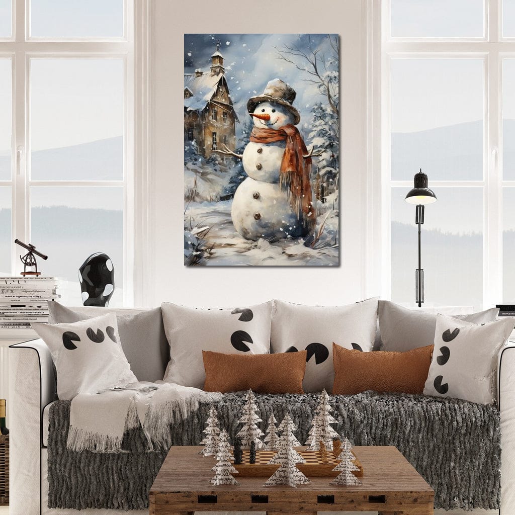 Christmas Snowman Canvas Wall Art