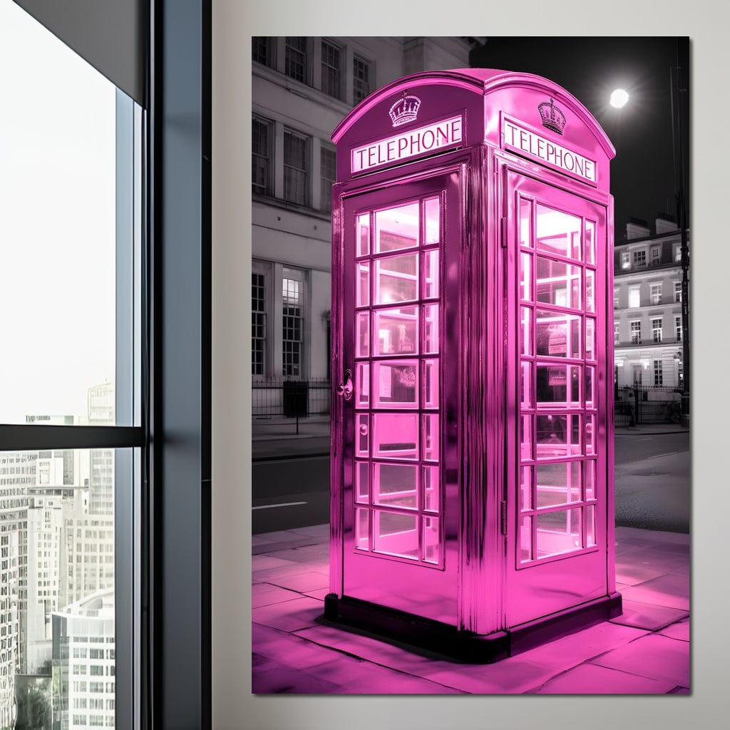 Pink Telephone Booth Canvas Wall Art