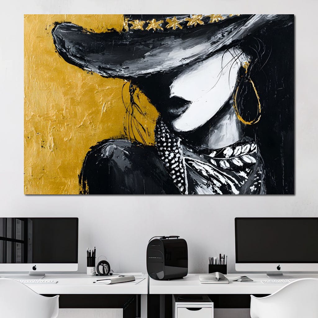 Golden Outlaw Shadow Portrait Canvas Wall Art
