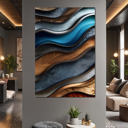 Colorful Wooden Waves 001 Canvas Wall Art