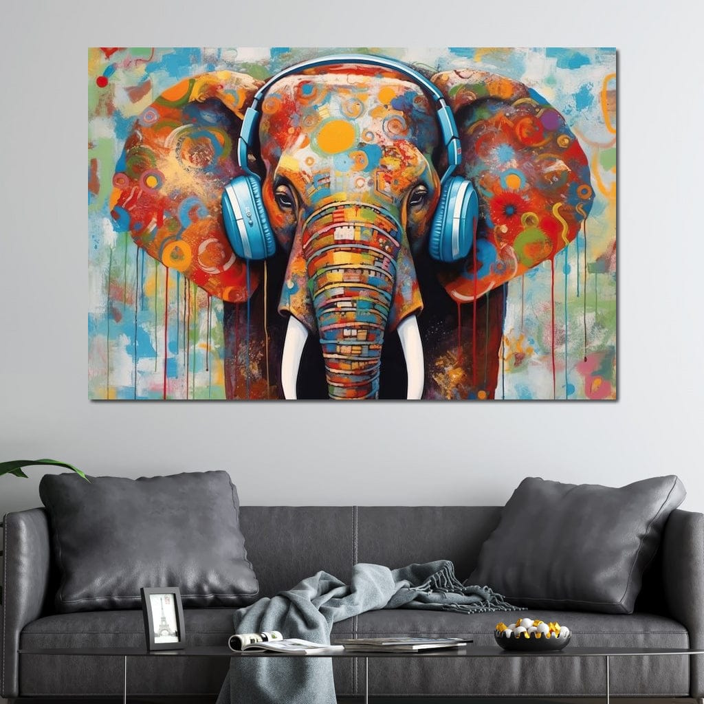 Elephant's Echoing Melody Canvas Wall Art