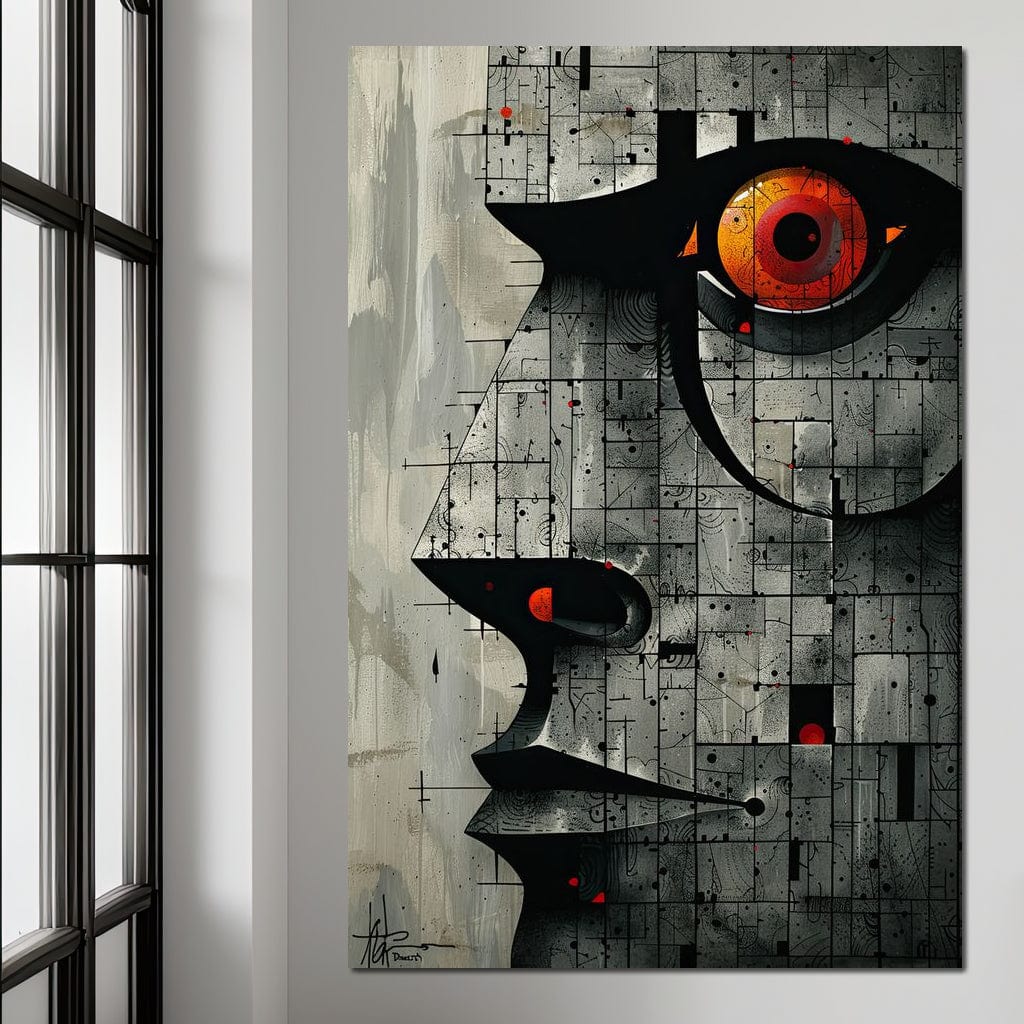 Enigmatic Gaze Fractal Mosaic Canvas Wall Art